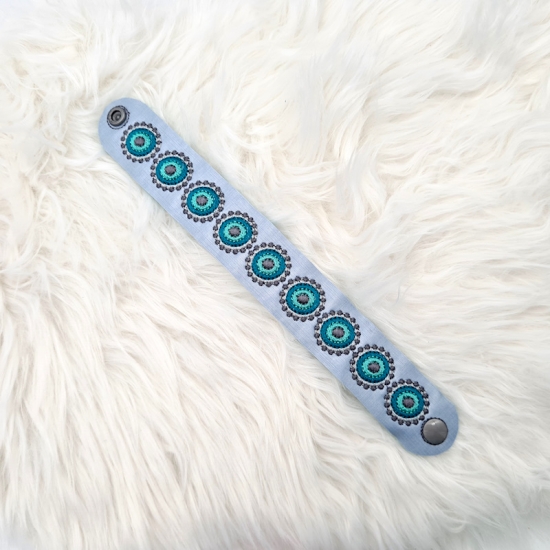 Preview: Armband in silbergrau/türkis, 24cm lang